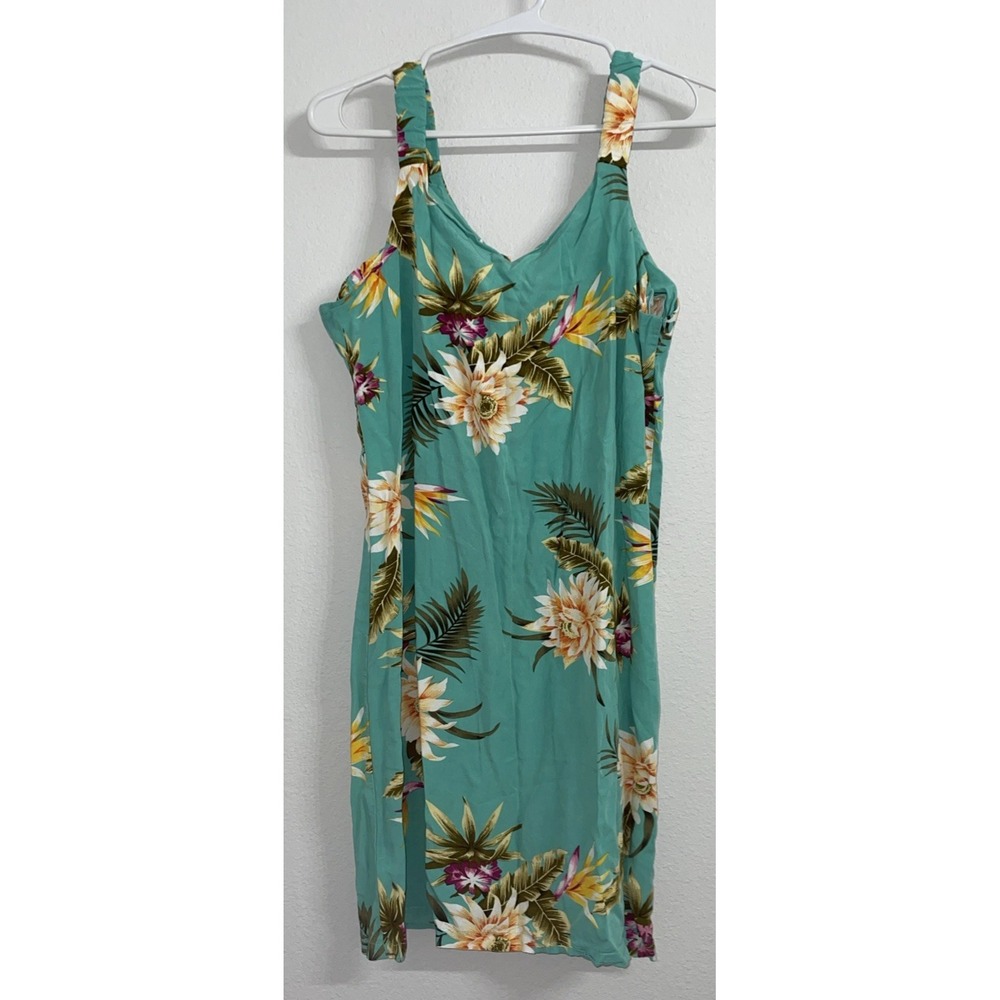 Vintage TWO PALMS Sz L  Made in‎ Hawaii Sleeveless Rayon Floral Midi Dress